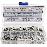 HVAZI #4-40 UNC Stainless Steel Phillips Flat Head Machine Screws Nuts Assortment Kit