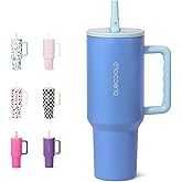 DLOCCOLD 40 oz Tumbler with Handle & Flip Straw, Car Cup Holder Friendly, Leak Resistant Water Bottle, Reusable Insulated Modern Stainless Steel Tumbler, Gifts for Women & Men