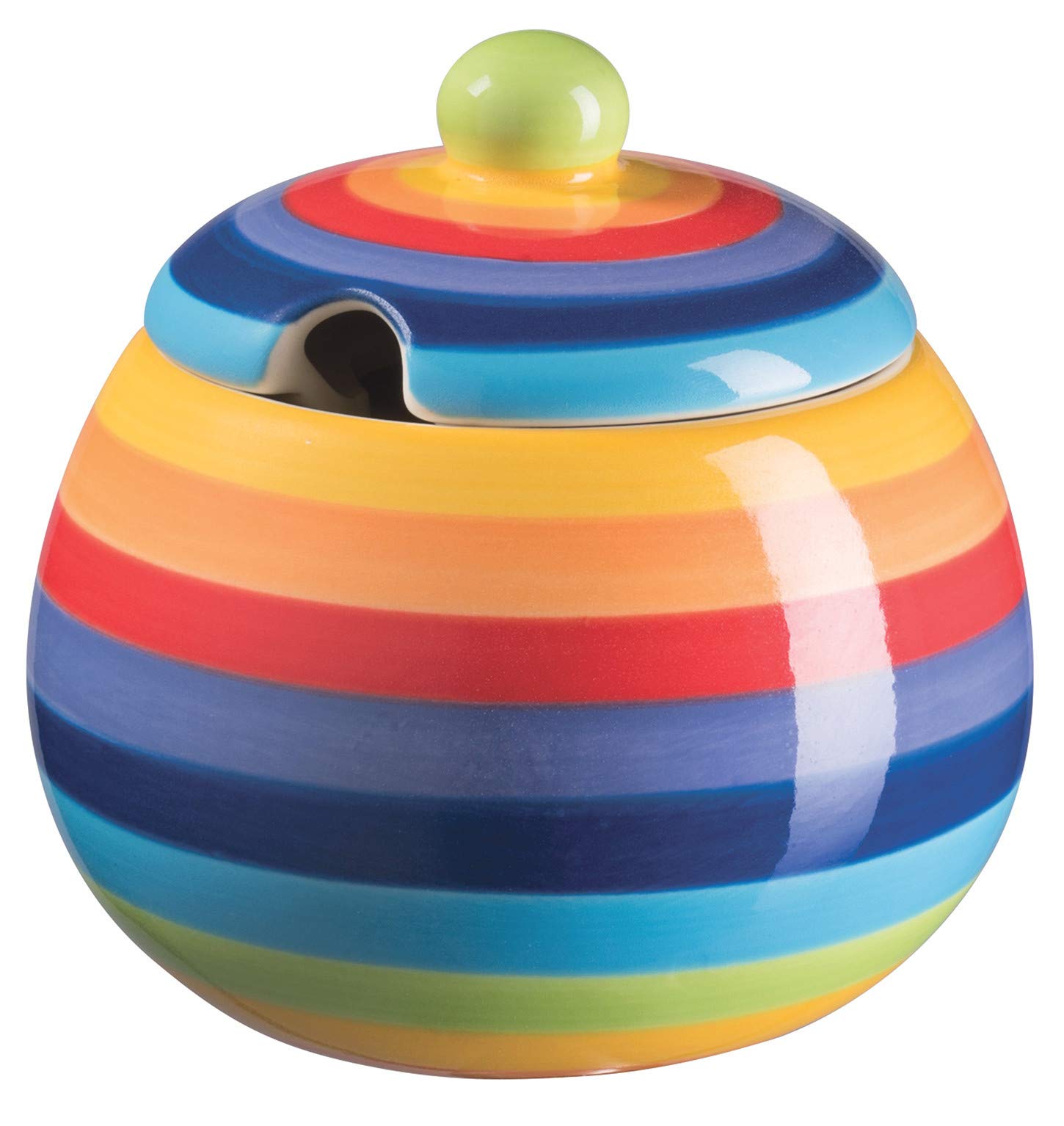 Purity Style Hand Painted Rainbow Stripe Sugar Bowl
