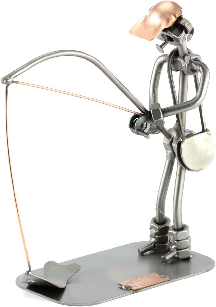 Steelman24 I Nuts and bolts sculpture Fisherman With Personal Engraving