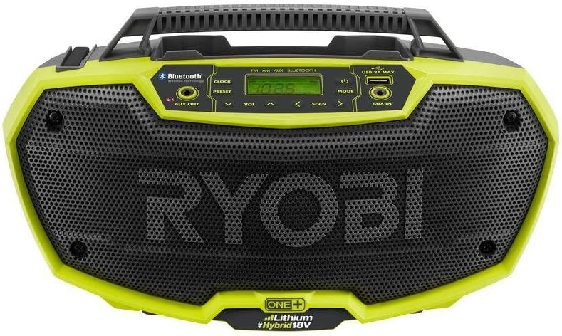 ryobi one  18v hybrid 2 speaker radio with bluetooth