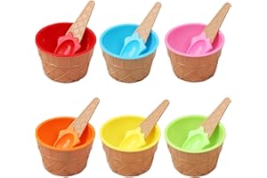 6 Pack Double Wall Insulated Ice Cream Bowls with Spoons, BPA-Free Reusable Dessert Cups - Vibrant Candy Colors for Summer Pa