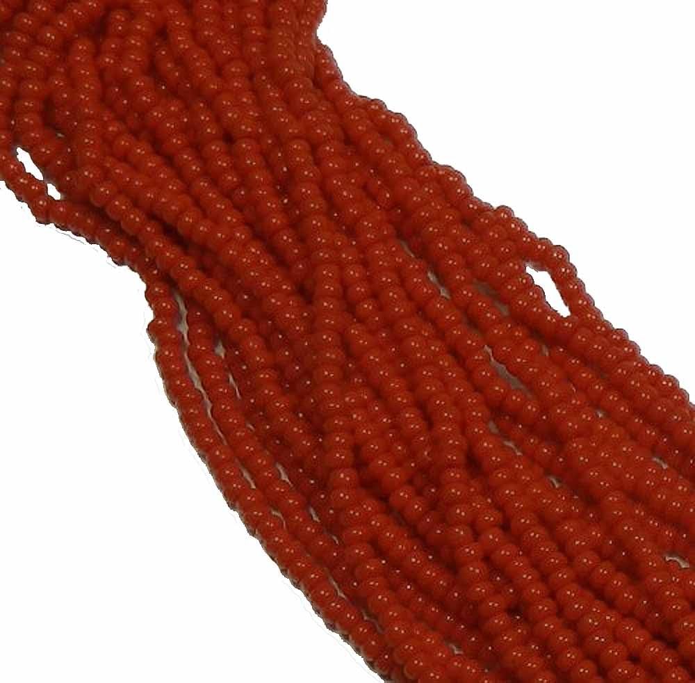 Red Opaque Czech 8/0 Glass Seed Beads 1 Full 12 Strand Hank Preciosa Jablonex