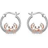 Crab Hoop Earrings Sterling Silver Sea Crab Earrings Ocean Animal Earrings Crab Jewelry Birthday Gifts for Women