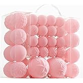 Velvet Christmas Ball Ornaments - 46pcs Flocked Christmas Tree Decorations Set Assorted Shatterproof Hanging Ornaments with Loop for Xmas Holiday Home Decor, 3 Sizes (Pink)