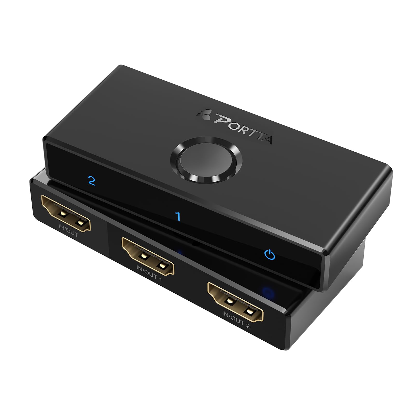 PORTTA 4K 60Hz Bi-Directional HDMI Switch 1 in 2 Outputs HDMI 2.0 2 in 1 Supports HDR HDCP2.3 3D for Blu-ray, Xbox, PS4, PS5, Roku Fire, HDTV, HDTV Monitor, Black
