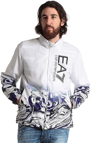 Amazon エンポリオアルマーニ Emporio Armani Ea7 メンズ ナイロンジャケット フード収納 裏メッシュ 渦巻プリント ブルゾン Ea3hpb01pn28z 並行輸入品 コート ジャケット 通販