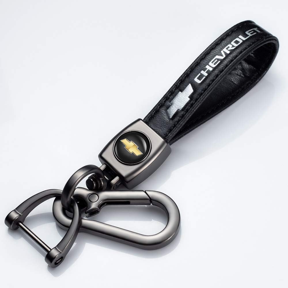 Genuine Leather Key Chain Suit for Chevrolet Camaro Cruze Spark Volt, Malibu Bolt Sonic Trax with a Keychain Keyring Family Present,Accessories(Black): Automotive