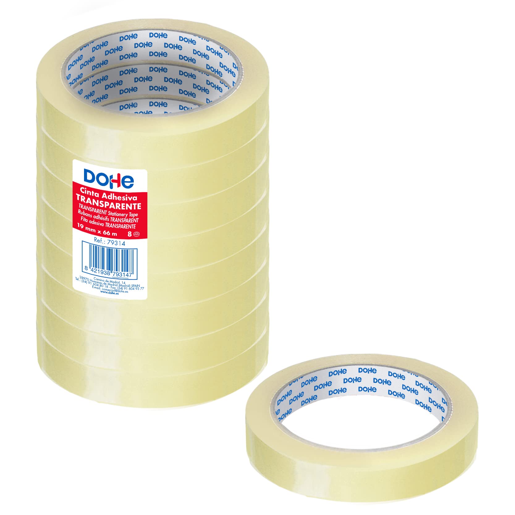 MTL - Pack of 8 Rolls of Sticky Tape 19 mm x 66 m