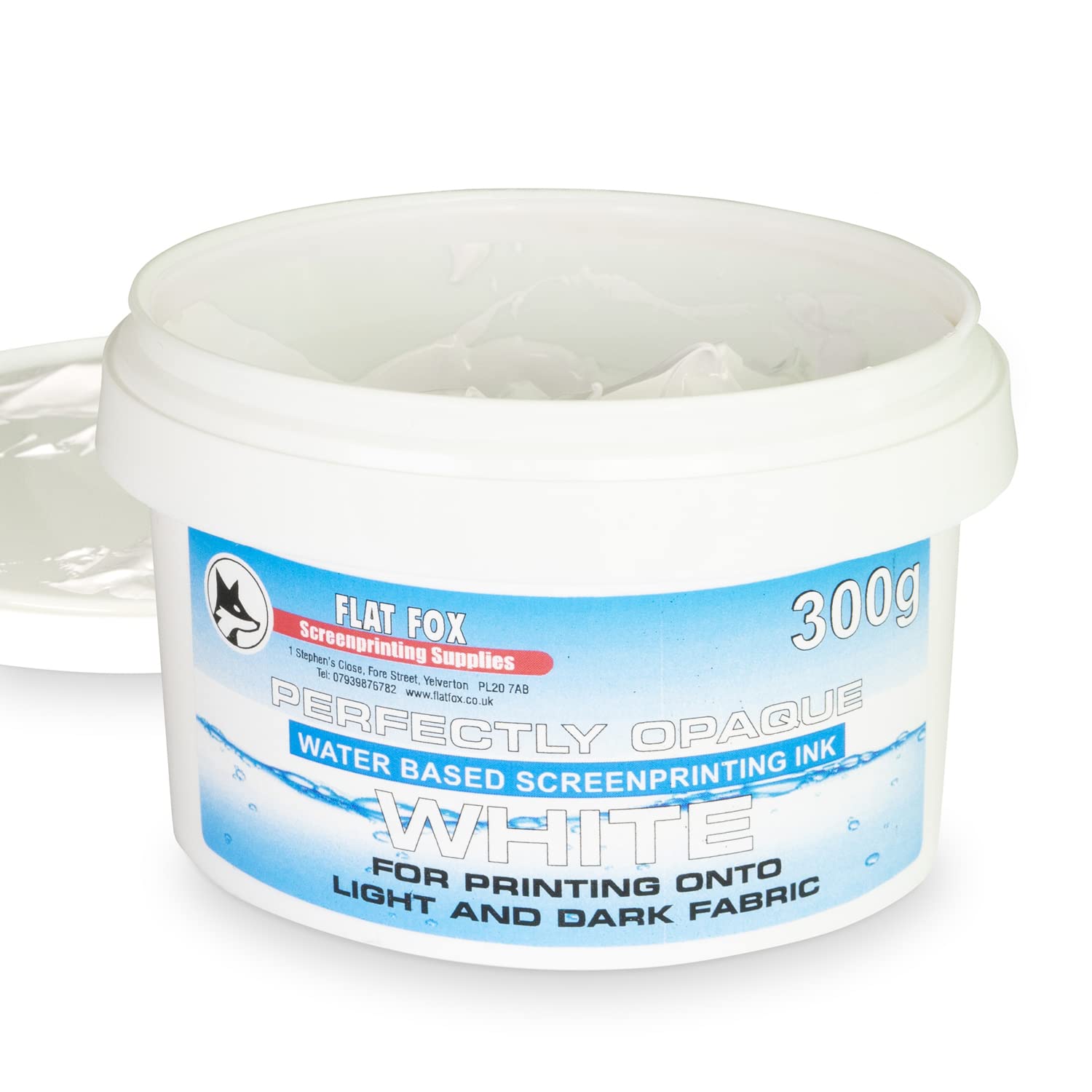 Flat Fox Screen Printing Opaque Water Based Fabric Inks (White, 300g) — image 1