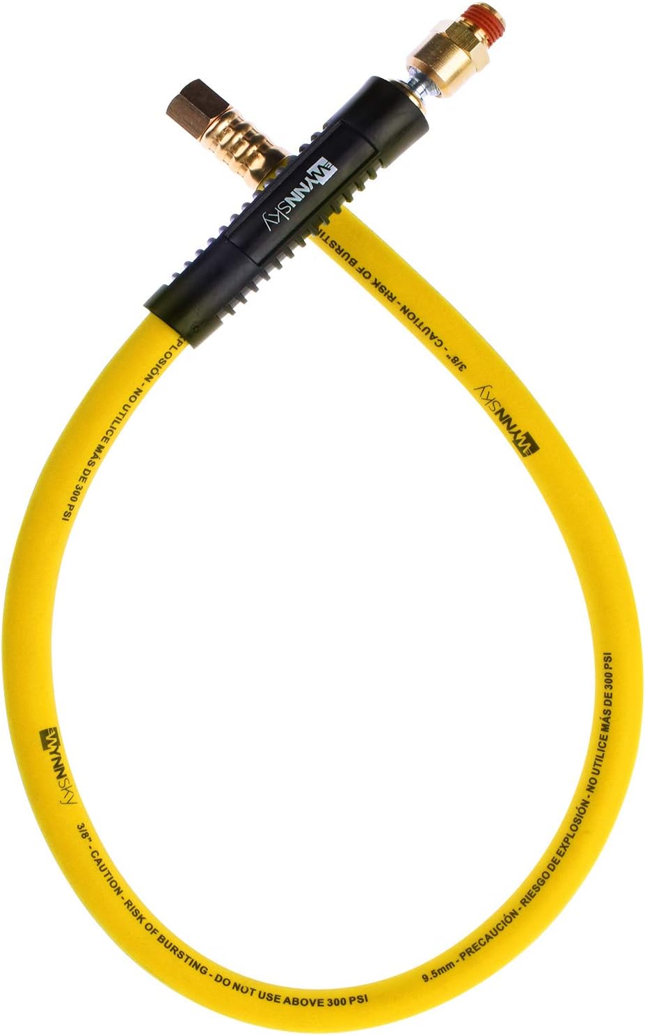 WYNNsky Hybrid Lead in Air Hose 3/8" X 30"(1/4 in. MNPT Ball Swivel x 1/4 in. FNPT Ends) 300 PSI Max Working Pressure, Heavy Duty Air Compressor Hose - - 