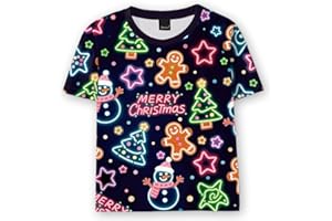 Remimi Kids Thanksgiving Shirts Cute Print Short Sleeve Holiday Funny Christmas Tops 5-14 Years