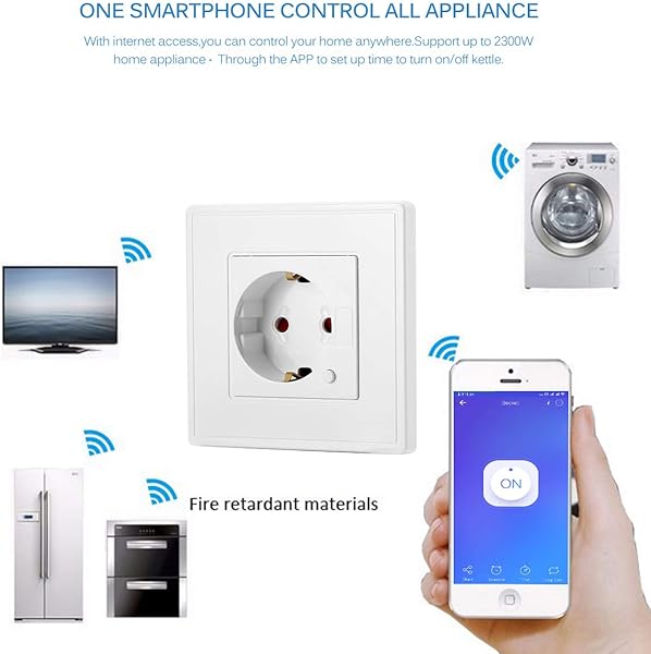 ONEVER Smart Socket Integrado Enchufe WiFi Compatible con Amazon Alexa Google Home App Timer Set EU Plug 10A WiFi Smart Socket Panel de Toma de Corriente