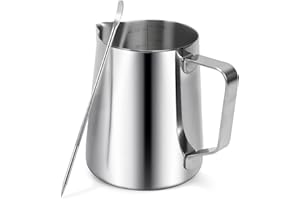Milk Frothing Pitchers-12oz/350ML Stainless Steel Steaming Pitchers, Scale Coffee/Milk/Cappuccino/Latte Art Barista Steam Pit