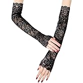 Specell Women's Lace Long Gloves Fingerless Floral Gloves Bridal Prom Glove For Wedding Party Tea Parties Costume Accessories
