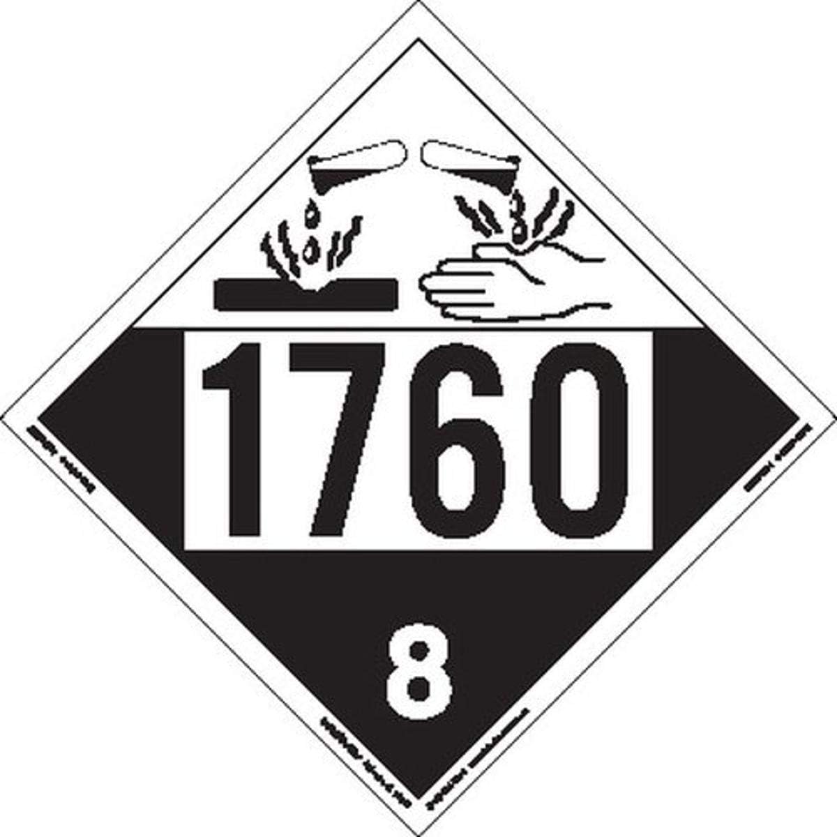 Labelmaster ZRV41760 UN 1760 Corrosive Hazmat Placard, Rigid Vinyl (Pack of 25)