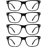 WEMOOTANTS 4 Pack Reading Glasses with Spring Hinges, Rectangle Readers for Women Men 1.0 1.25 1.5 1.75 2.0 to 4.0