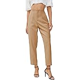 JEAAMKSSER Women's High Waisted Business Trousers Straight Leg Pleated Office Slacks Pants