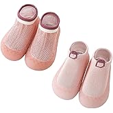 HOVELL Toddler 2 Pairs Anti-Skid Socks Shoes Baby Boys Girls Rubber Sole Indoor First Walking Slippers