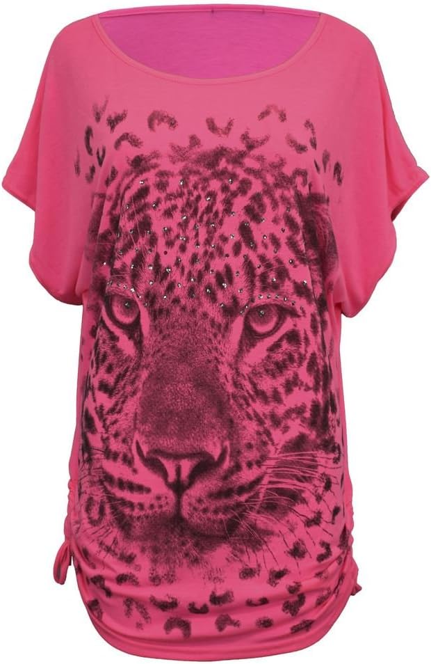 Vanilla Inc New Womens Ladies Girls Plus Size Batwing Sleeve Sequin Print Loose Baggy T Shirt Top UK Size 10-26