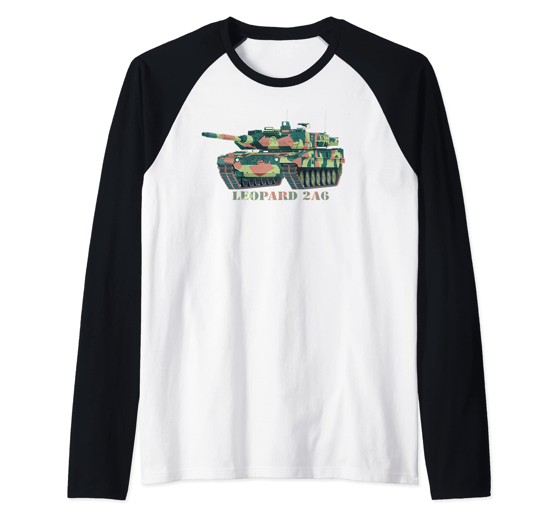 Leopard 2A6 German Main Battle Tank Diagram Raglan Baseball Tee