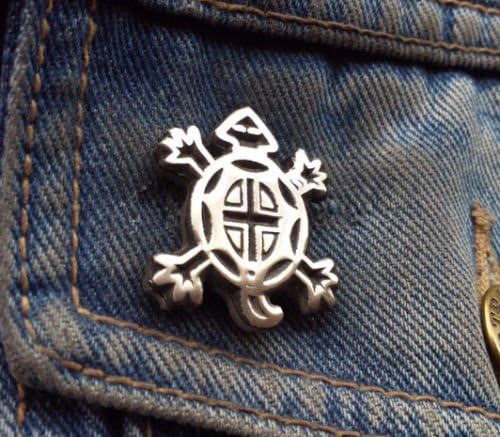 Stoneys BadgesStoneys Badges Native American Tortoise Pin Lapel Brooch Pewter Pin Badge Country and Western Cowboy Native American