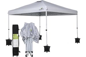 HISINLY 10x10ft Pop Up Canopy Tent, Instant Shade Canopy with Vented Roof for Patio Outdoor Camping with Bag, 4 Sand Bags, 8 Stakes