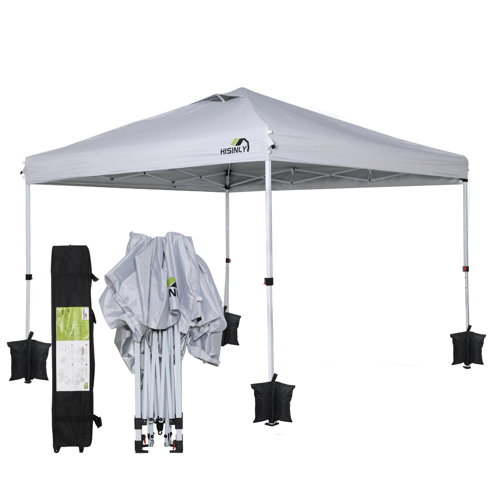 Crown Shades 10x10ft Pop Up Canopy Tent - Single Button Setup, Grid Grey (Used)