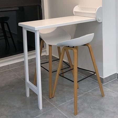 Hrd Table De Bar Pliable Table De Salle A Manger Murale Table De Bureau Transformable En Bois Massif Table De Rangement Simple Domestique Couleur Blanc Et Orange Amazon Fr Cuisine Maison