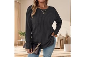 Women's Plus Size Sweatshirts Long Sleeve Cute Crew Neck Dressy Fall Tops Lightweight Comfy Casual Pullover Shirts