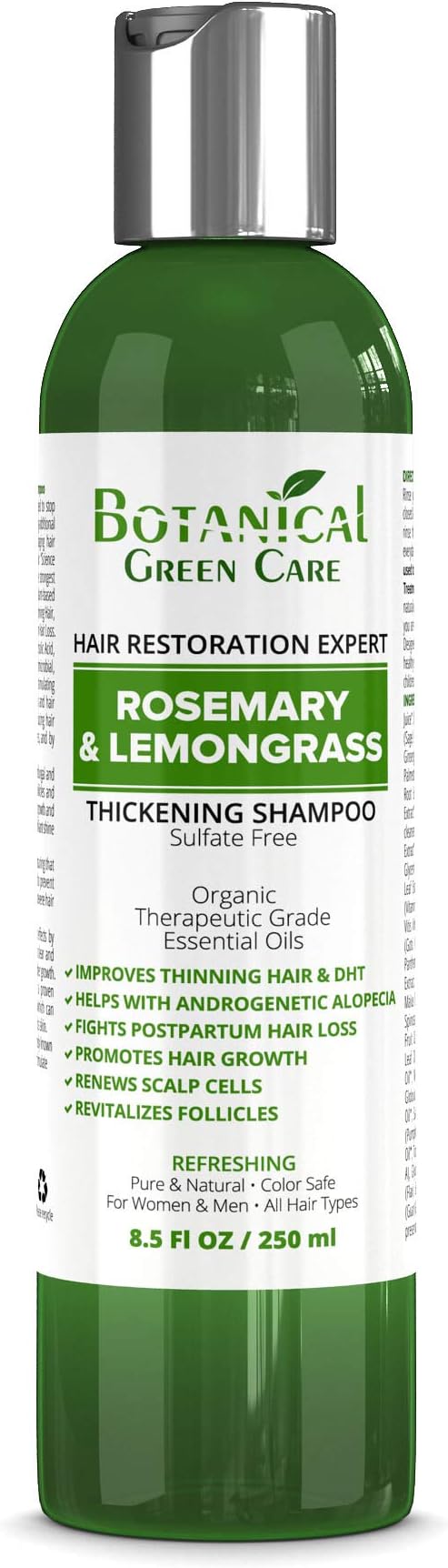 Hair Growth/Anti-Hair Loss Premium Organic Sulfate-Free Shampoo “Rosemary & Lemongrass” Natural Therapy and Alopecia Prevention.