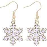 Christmas Snowflake Drop Dangle Earrings - Colorful Crystal Snowflake Earrings for Women - Winter & Xmas Holiday Jewelry