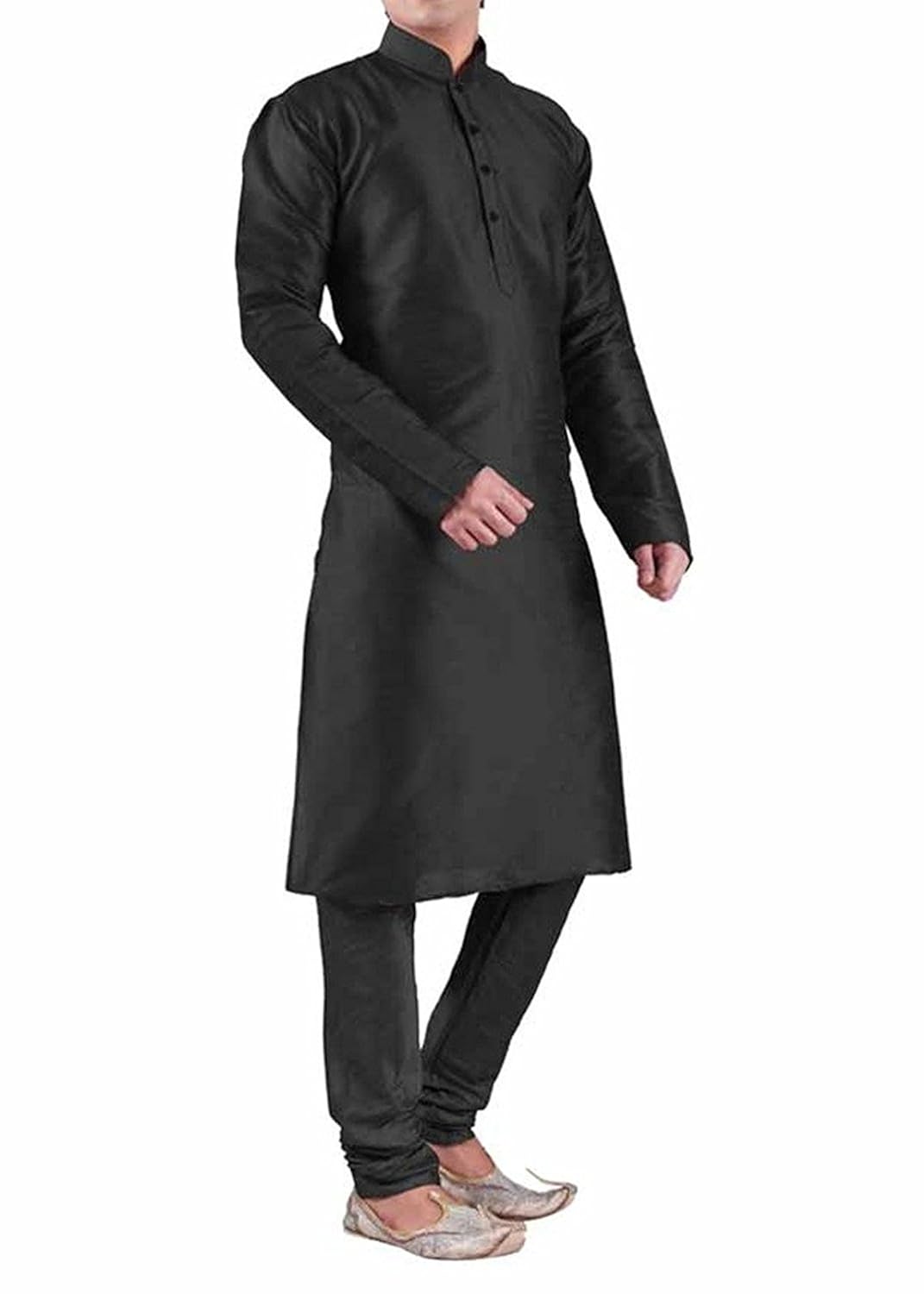 modern garments men's black dupioni silk kurta pyjama