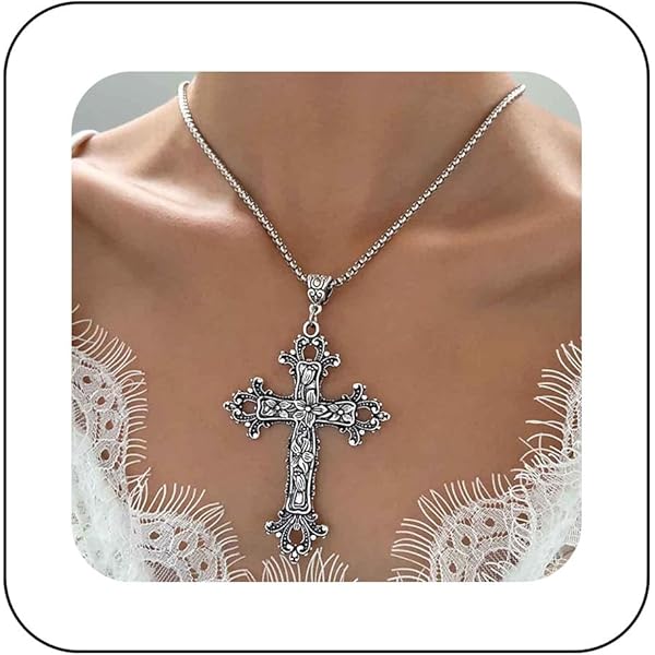 Amazon.com: YienDoo Punk Cross Pearl Choker Necklace Gothic Cross 