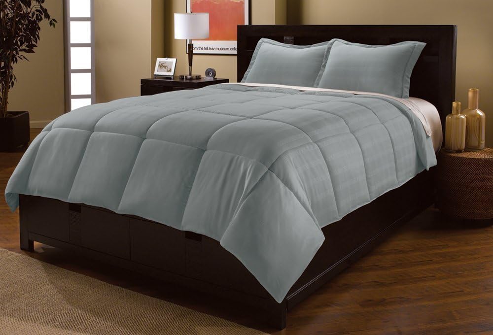 Keeco Microfiber Dobby Plaid Down Alternative Comforter Mini Set, Twin, Slate