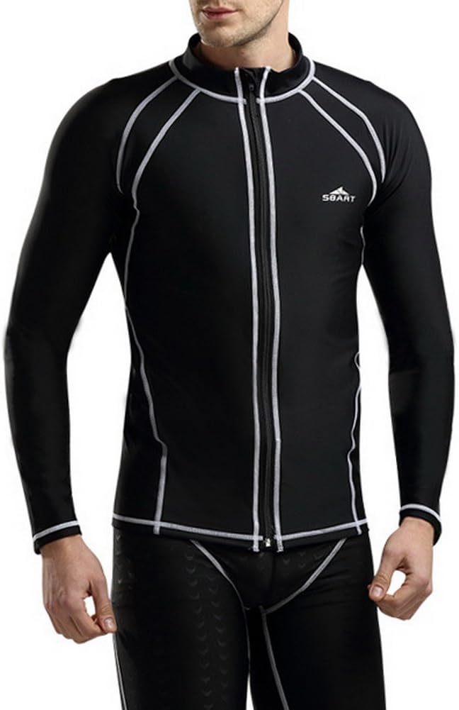FOREVER YUNG UV Sun Protection Men's Skins Long Sleeve Crew Rash Guard Black XXL