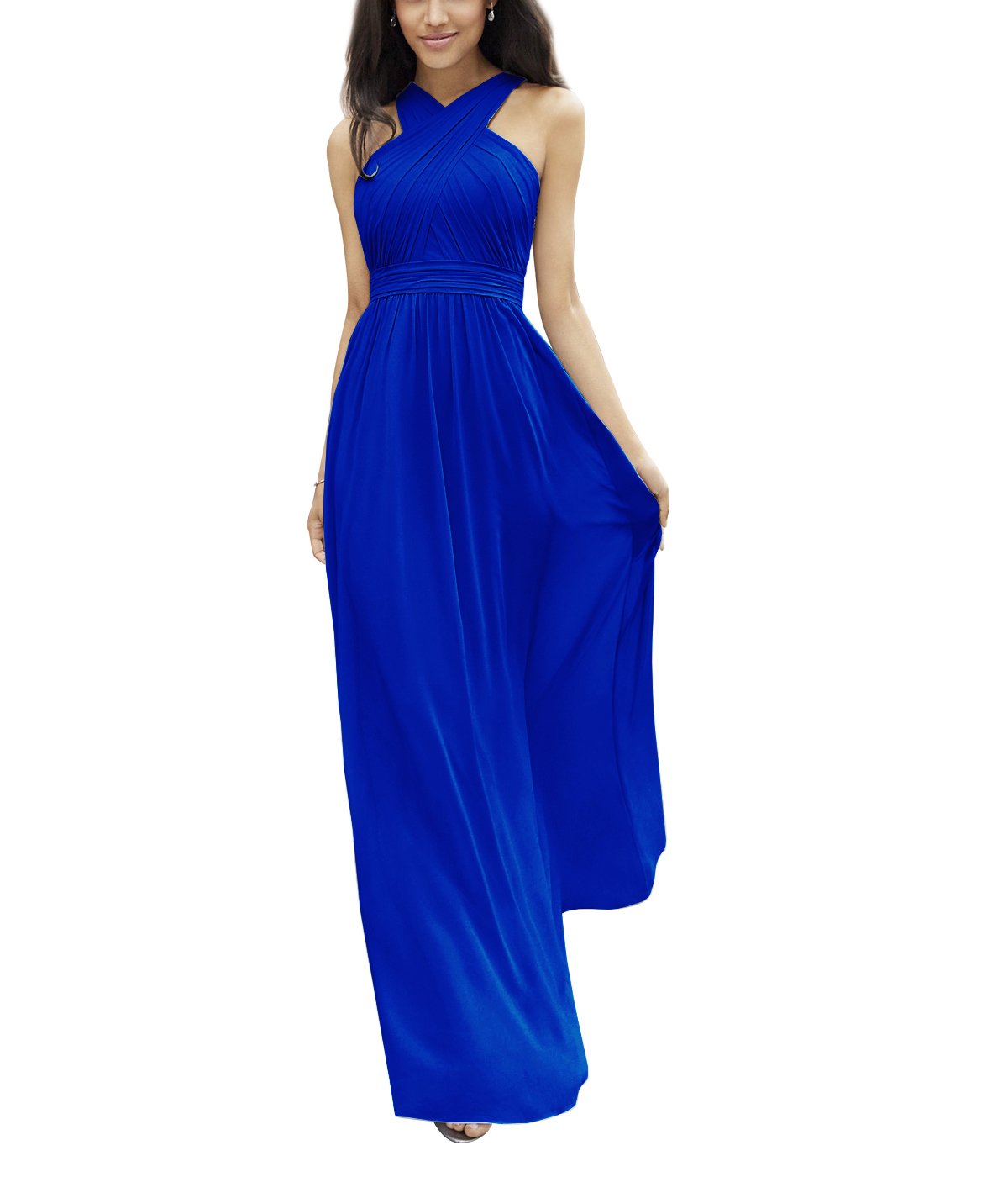 Women's Halter A Line Chiffon Long Bridesmaid Dress Evening Party Dress