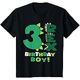Kids Three Rex Birthday Boy 3rd Birthday Dinosaur Third Year Old T-Shirt