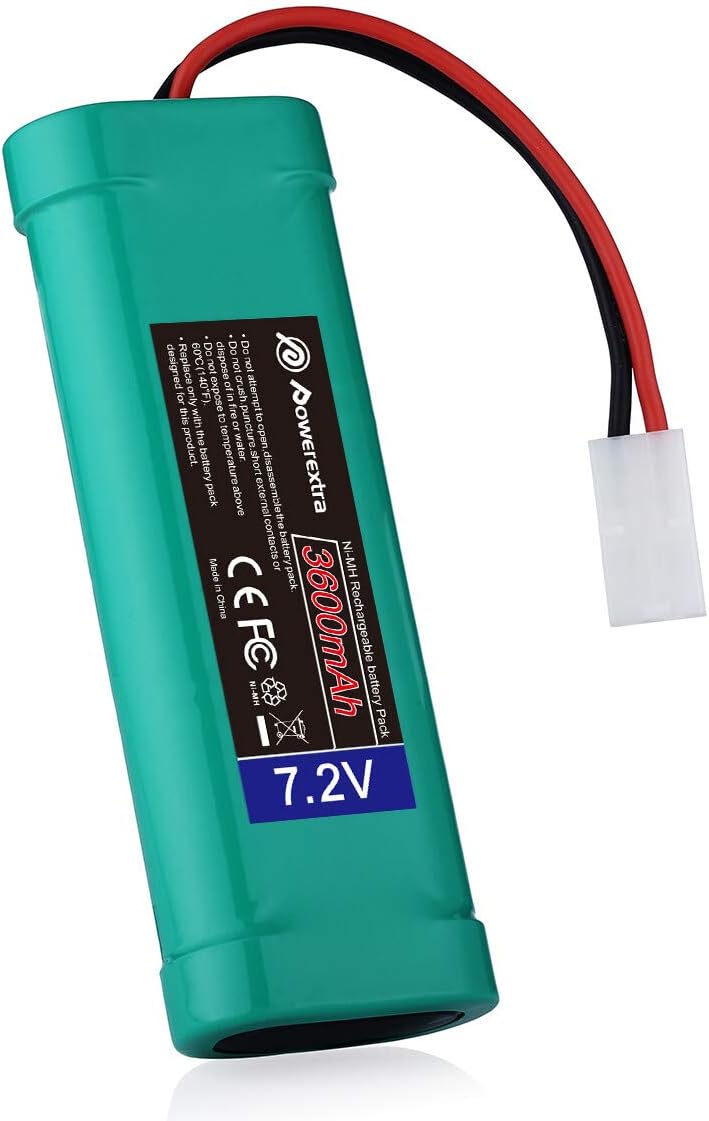 Powerextra 7.2V 3600mAh High Capacity Rechargeable 6-Cell NiMH Battery Pack Low-self Discharge with Standard Tamiya Connectors Compatiable RC Cars, RC Truck, RC Airplane, RC Helicopter, RC Boat: Home Audio & Theater