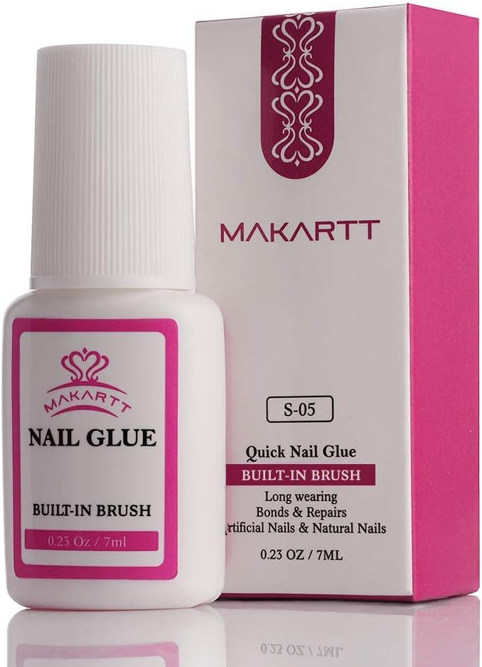 Makartt Nail Glue for Acrylic Nails, Brush on Nail Glue for Nail Repair