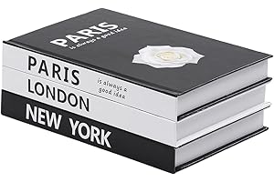 FERAHI Decorative Books for Home Decor, 3 Pcs Coffee Table Books Decor, Faux Books for Decoration, Decor Books, Fashion Books Decor, Designer Books Decor Set for Living Room, Table,Shelf Decor(White)