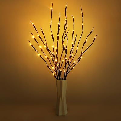 URAQT Led Branch Lights 3 Pack 73cm Flexible Decor Indoor Warm White