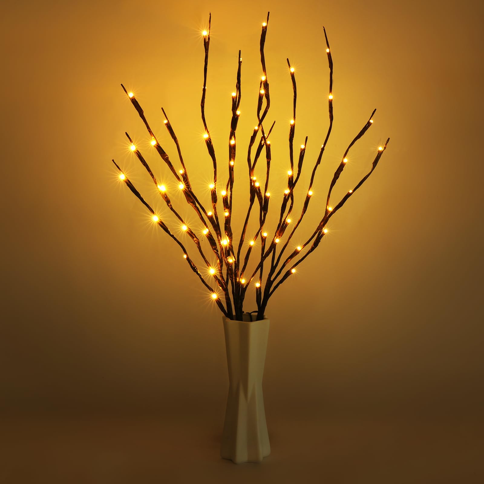 URAQT Led Branch Lights, 3 Pack 73cm Flexible Branch Decoration Light for Indoor Home Shop Windows Vase Table Living Room, Warm Color