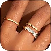 Dochais Stackable Gold Rings for Women, Non Tarnish Dainty Cubic Zirconia Boho Rings, 14K Gold Plated Chunky Wedding Band Rings Set, Trendy Pinky Statement Thumb Stacking Rings Jewelry Gift Size 5-10