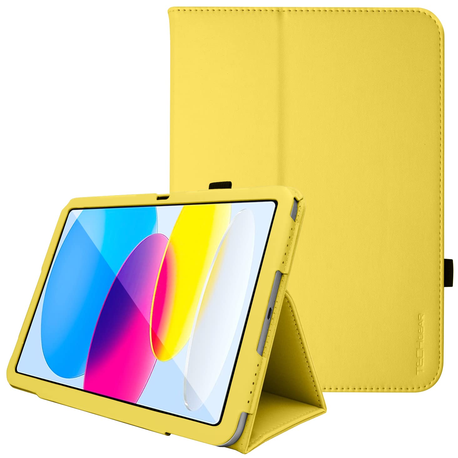 TECHGEAR Leather Case for Apple iPad 11th Gen (2025 A16) & 10th Gen (2022), PU Slim Folio Smart Cover with Stand, Hand Strap, Auto Sleep/Wake, for iPad 11" / iPad 10.9" [Yellow] — image 1