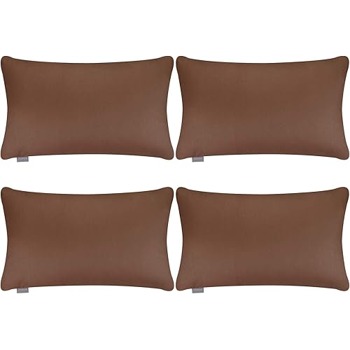 4-Pack Cotton Comfortable Solid Decorative Throw Pillow Case Rectangle Cushion Cover Pillowcase for Lumbar (Cover Only,No Insert) (12x20inch/30x50cm, Coffee)