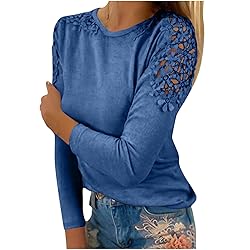 Women's Plus Size Long Sleeve Shirts Lace Hollow