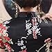 Shanghai Story Faux Silk Chinese Dress Long Cheongsam Floral Qipao 2X LBlack