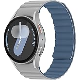 Suphart Magnetic Bands Compatible with Samsung Galaxy Watch 7/6/5/4/FE Band 44mm 40mm/6 Classic 47mm 43mm/5 Pro 45mm, Waterproof Sport Strap for Women Men, Gray/Blue