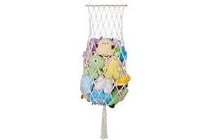 IHANSEE Stuffed Animal Storage Net, 68 Inch Jumbo Macrame Vertical Stuffed Animals Hammock Corner, Wall Ceiling Hanging Stuffy Hammock Plushie Holder Display for Kid Boy Girl Gift Boho Nursery Decor (Cream)